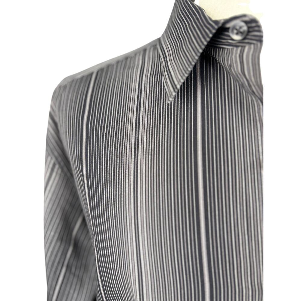 Claiborne Black Gray Pinstripe Button Up Shirt XL - Picture 5 of 6